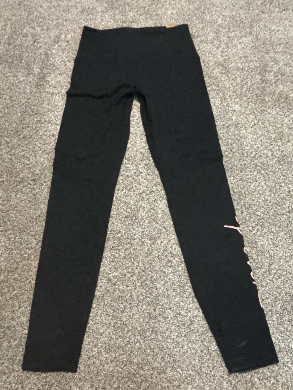 NWT Pink Victorias Secret High Waist Black Leggings with Side Script Size S